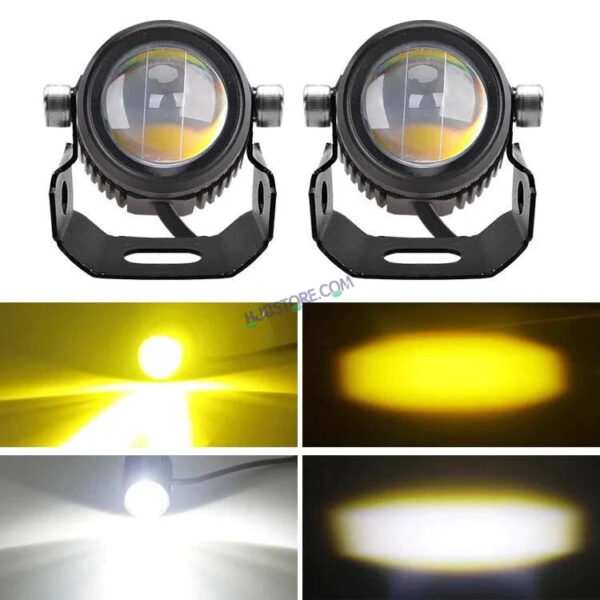 Original HJG Mini Drive LED Fog Light Bulb Lamp For Cars and Motorcycles Dual Color (White & Yellow) With Cooling Fan 2Pcs - Image 4