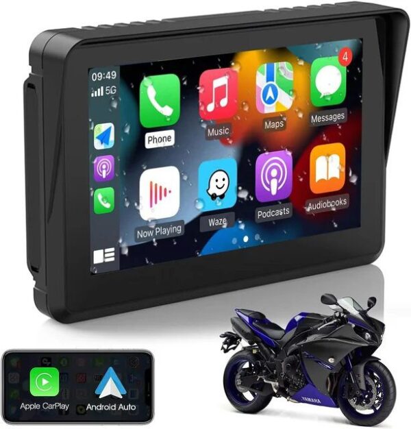 5" Motorcycle Wireless CarPlay Android Auto GPS Navigation Device with IPX7 Waterproof without camera and tpms - Image 3