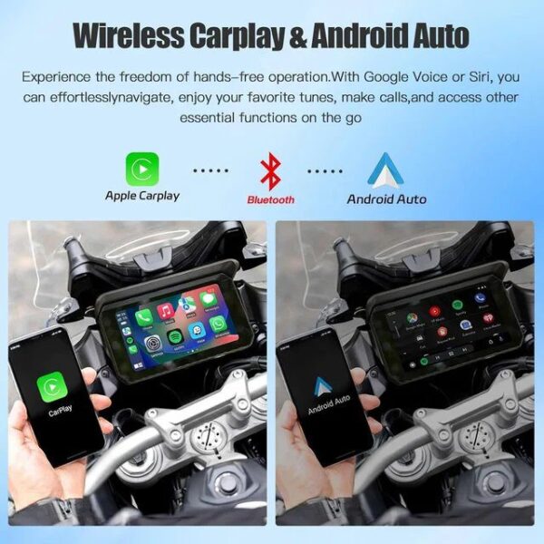 5" Motorcycle Wireless CarPlay Android Auto GPS Navigation Device with IPX7 Waterproof without camera and tpms