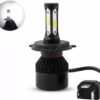 HJG M3 3 Side H4 LED Headlight Bulb with Cooling Fan Head lamp Conversion Kit for Bike Car SUV and Motorcycles (55W, White)