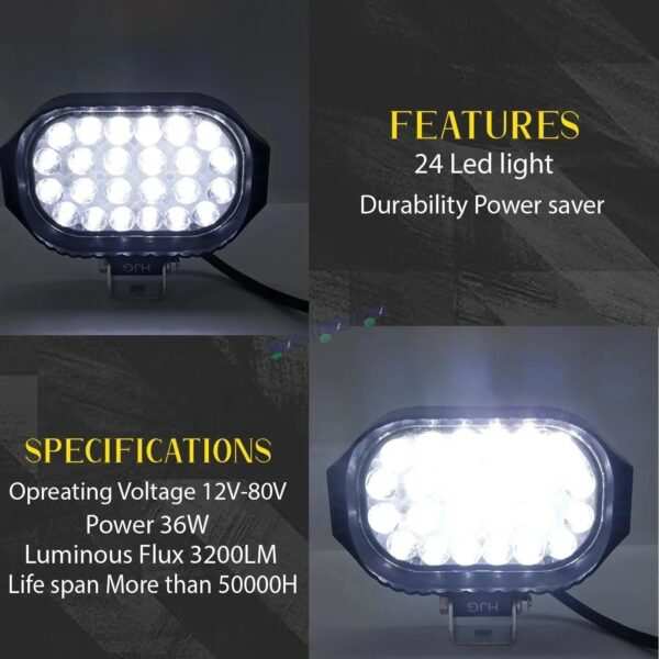 HJG Rectangular 24 LED Fog light 12V-80V 36W for Universal vehicles 1PCS - Image 6