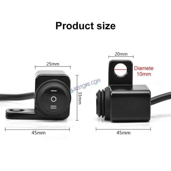 HJG Rear View Mirror Bracket Handlebar Switch Headlight On-Off Switch Handle Bar Grip For Universal For Bike Universal For Bike Mirror-Mount Switch- Waterproof Bike Switch for Fog-Lamps, Headlight, etc (Pack of 1) - Image 8