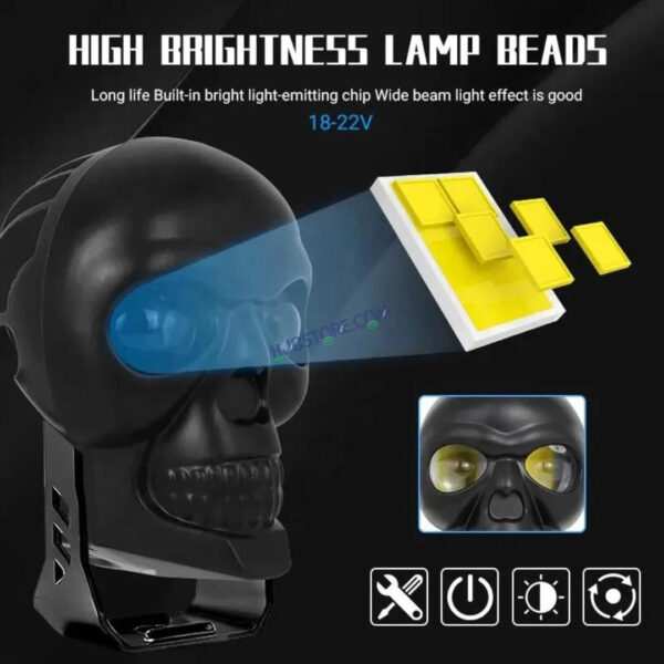 HJG Skull Red DRL Eye Foglight 120W Fog Light For Bike/Car/Thar/Jeep (Red Eye/Cool White/Yellow/Warm White, 120W) - Pack of 2 HJG New Model Skull Foglight, Pack of 2, Red DRL Skull - Image 16