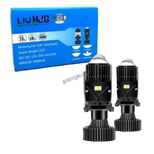 HJG H4 Dual Y6 Condenser RTD Lens Dual Projector Lens Projector Lens LED Headlight Bulb for car | Hi/Lo Beam Headlight 12V-80V | 100W | 5000LM | 3 Pin Projector h4 Headlight with Fan | (Pack of 2) - Image 5