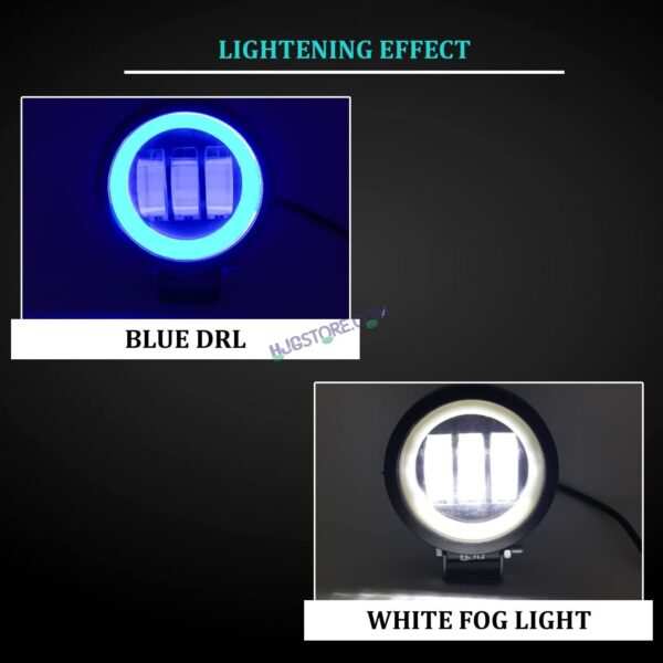HJG Harley Round Shape fog light 3 Led Blue DRL For bikes and cars.(Light Power: 60W Voltage: DC9-80V) - Image 2
