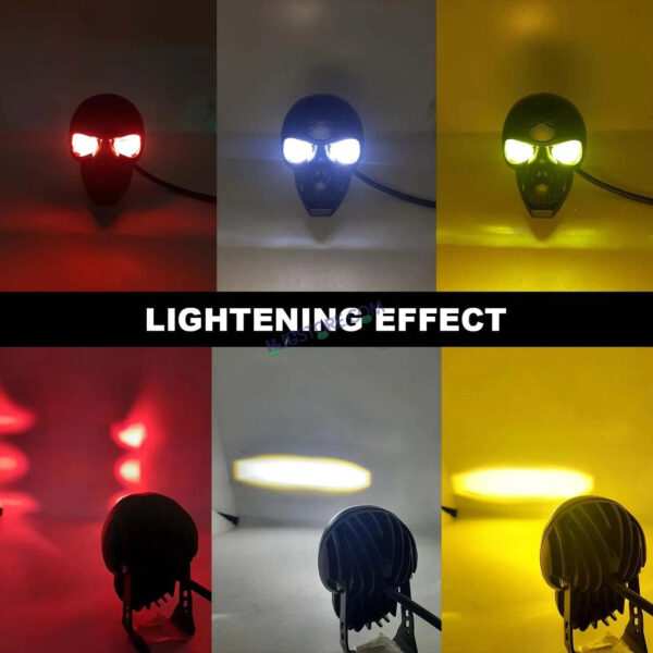 HJG Skull Red Eye Foglight 60W Fog Light For Bike/Car/Thar/Jeep (Cool White/Yellow/Warm White, 40W each) - Pack of 1 HJG New Model Skull Foglight, Pack of 1 HJG - Image 2
