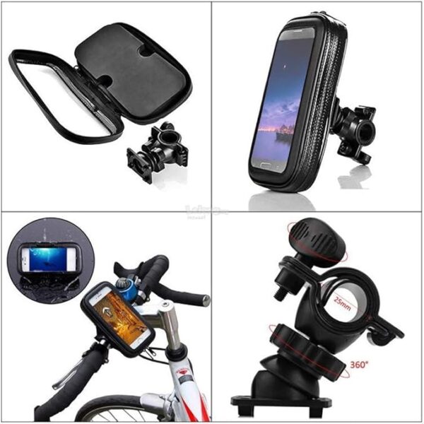 Weather Resistant Bike Mount Waterproof Cover,Motorcycle Frame Handlebar Bracket Bag Base (Size-M) Bike Mobile Holder (Black)… - Image 2