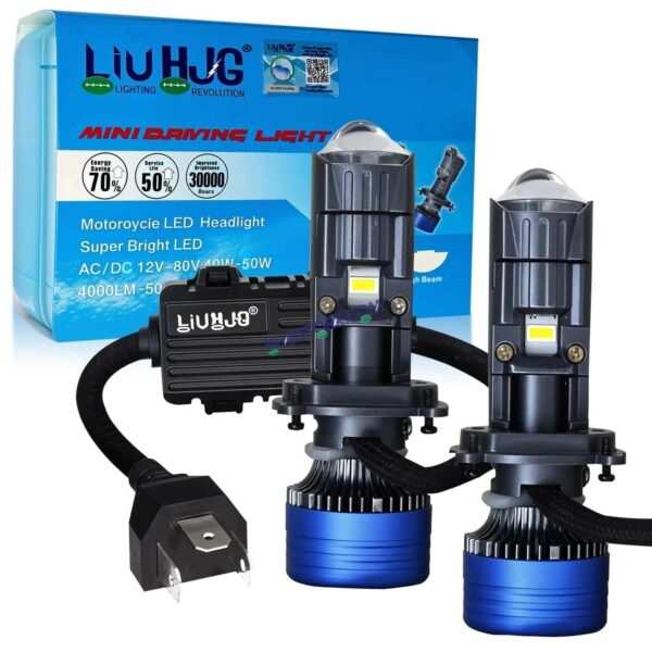 HJG H4 New Dual Y6 Condenser RTD Lens Dual Projector Lens Projector Lens LED Headlight Bulb for Bike | Hi/Lo Beam Headlight 12V-80V | 50W | 5000LM | 3 Pin Projector H4 Headlight with Fan | LIU HJG New Dual Y6 Condenser RTD Projector Lens H4 (Pack of 1) - Image 8