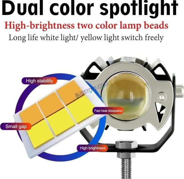 LIUHJG HJG ORIGINAL G15 Pack of 2 30W Mini Drive Spotlight Yellow/White Motorcycle Mini Driving Fog Light 7500LM High/Low Beam Motorcycle Spot Light with Red DRL, White, Yellow (Pack of 2) - Image 8