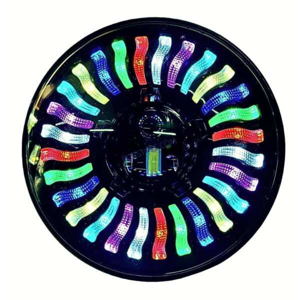 HJG 7 Inch RGB LED Headlight Chakra Headlight Assembly for Thar Royal Enfield | 75-120W CREE/Osram LED Chip Multi color Compatible with Royal Enfield, Jeep, Thar, Gypsy