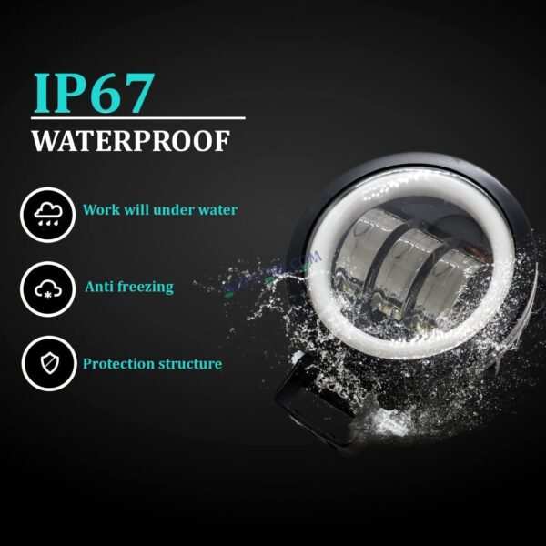 HJG Harley Round Shape fog light 3 Led Blue DRL For bikes and cars.(Light Power: 60W Voltage: DC9-80V) - Image 7
