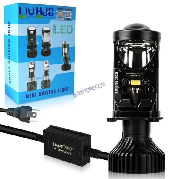 HJG Y6 Projector Lens Set of 2 H4 LED Bulb 100W Car HJG Y6 Projector Light Lamp H4 LED Mini Projector Lens with Fan for Bike & Car Bulb 7000LM Conversion Kit Hi/Lo Beam Headlight 12V/24V for Motorcycle & Car, Set of 2, Car, White - Image 9