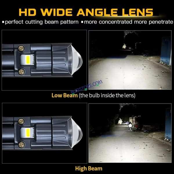 HJG H4 New Dual Y6 Condenser RTD Lens Dual Projector Lens Projector Lens LED Headlight Bulb for Bike | Hi/Lo Beam Headlight 12V-80V | 50W | 5000LM | 3 Pin Projector H4 Headlight with Fan | LIU HJG New Dual Y6 Condenser RTD Projector Lens H4 (Pack of 1) - Image 6