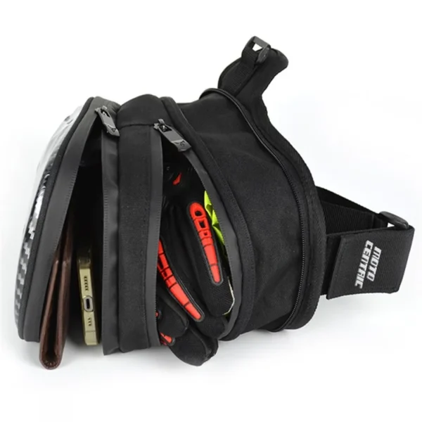 MOTO CENTRIC  Thigh Bag Waist Drop Leg Bag Expandable Fanny Pack  Carbon Fiber - Image 9