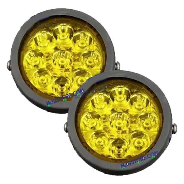 HJG New 9 LED 180W Round CREE Foglight Foglamp with Yellow Cover 180W 9 LED HJG 180W 9 LED Car Accessories Led Headlights Lights Led Fog Lights For Motorcycle Car SUV Lights, Set of 2 with Wiring Harness Kit HJG 9 LED Round 180W - Image 3