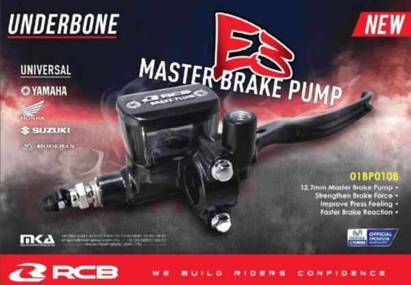 RCB E3 SERIES MASTER BRAKE PUMP 12.7 MM LH MASTER CYLINDER 01BP017B