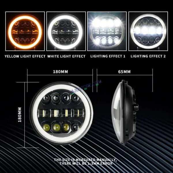 HJG 7 Inch  Fashion Design Hi/lo Beam Black Round 7" Headlight 60w H4 Led Headlamp 7inch Drl Led Headlight 231045 HJG - Image 4