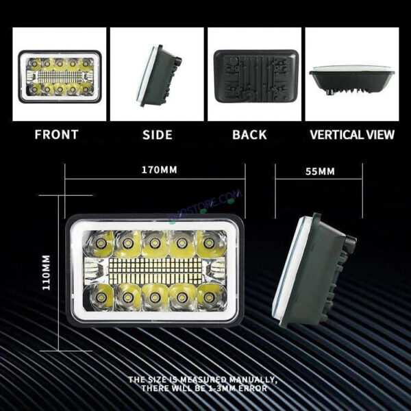 HJG New Model Reflector Lens Headlight Assembly Square 12v 45w 4x6" 5x7" Inch Led Headlights For Jeep, Splendor Headlight Assembly HJG 231200 - Image 4