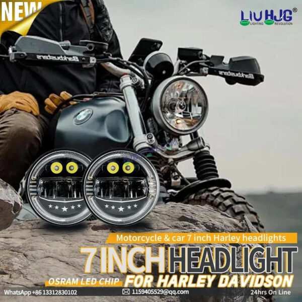 HJG 7 Inch Star White LED Headlight New Model Minus Headlight Assembly for Thar Royal Enfield | 75-120W CREE/Osram LED Chip Multi color Compatible with Royal Enfield, Jeep, Thar, Gypsy - Image 3