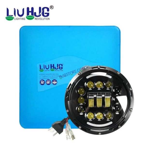 HJG 7 Inch 15 LED Halo Lens 12v Chasing Halo 7'' Inch Round LED Headlight With Ring 231036 Royal Enfield Thar - Image 2
