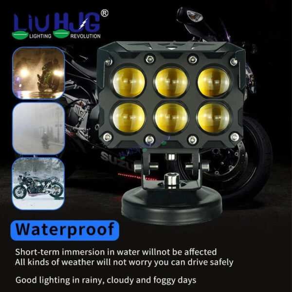 HJG Future Eyes 6 Box Fog 180W with Wiring Kit Future Eyes 6x6 Foglight with Wiring Kit MEGA DRIVE Fog Light For Bike/Car/Thar/Jeep ( Cool White, 90W each * 2 = 180W Total ) - Pack of 2 LIU HJG 180W 6x6 Fog Light with Wiring Harness Kit Combo - Image 5