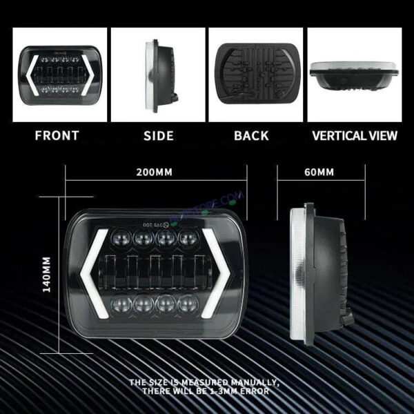 HJG New Model Arrow Lens Headlight Assembly Square 12v 45w 4x6" 5x7" Inch Led Headlights For Jeep, Splendor Headlight Assembly HJG 231202 - Image 3