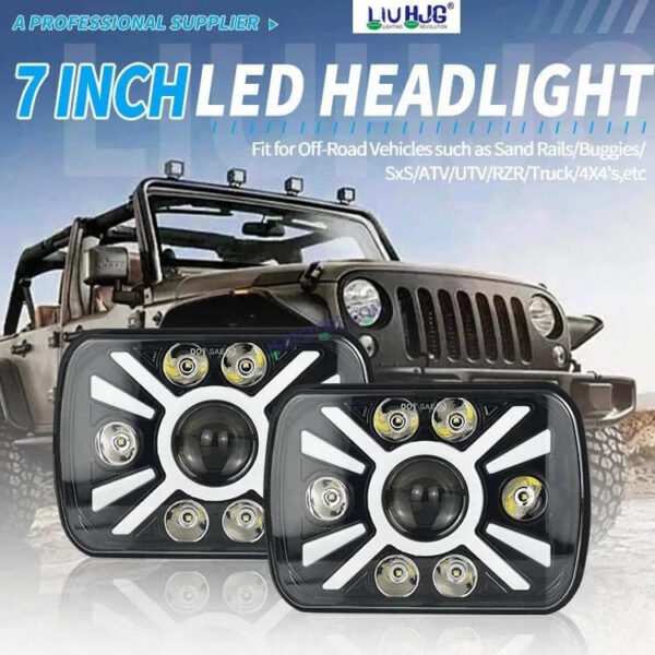 HJG X Shape Splendor Lens Headlight Assembly Square 12v 45w 4x6" 5x7" Inch Led Headlights For Jeep, Splendor Headlight Assembly HJG 231200 - Image 5
