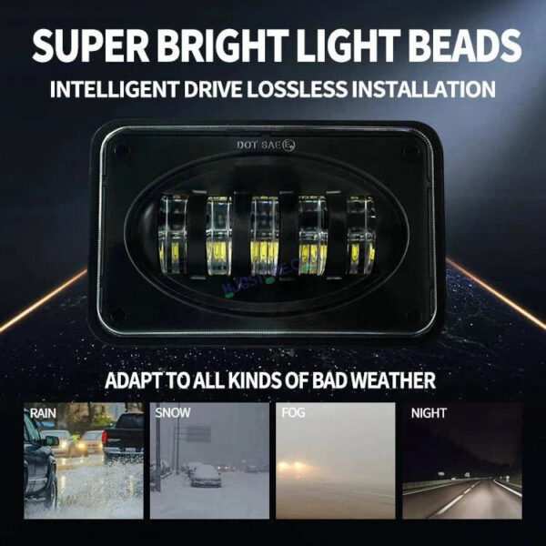 HJG Lens Headlight Assembly Square 12v 45w 4x6" 5x7" Inch Led Headlights For Jeep, Splendor Headlight Assembly HJG 231214 - Image 7