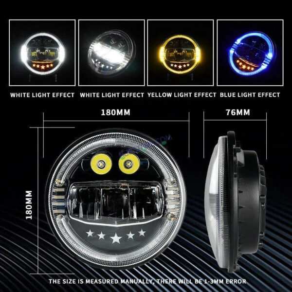 HJG 7 Inch Star White LED Headlight New Model Minus Headlight Assembly for Thar Royal Enfield | 75-120W CREE/Osram LED Chip Multi color Compatible with Royal Enfield, Jeep, Thar, Gypsy - Image 6
