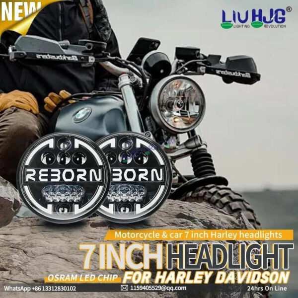 HJG 7 Inch Led Headlight Halo Lights Dual Color Yellow White 90w 7 Inch Round Motorcycle Lights For Jeeps Universal Car Compatible with Royal Enfield, Jeep & Harley Davidson HJG Reborn - Image 4