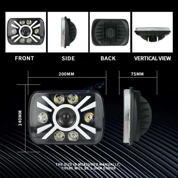 HJG X Shape Splendor Lens Headlight Assembly Square 12v 45w 4x6" 5x7" Inch Led Headlights For Jeep, Splendor Headlight Assembly HJG 231200 - Image 2