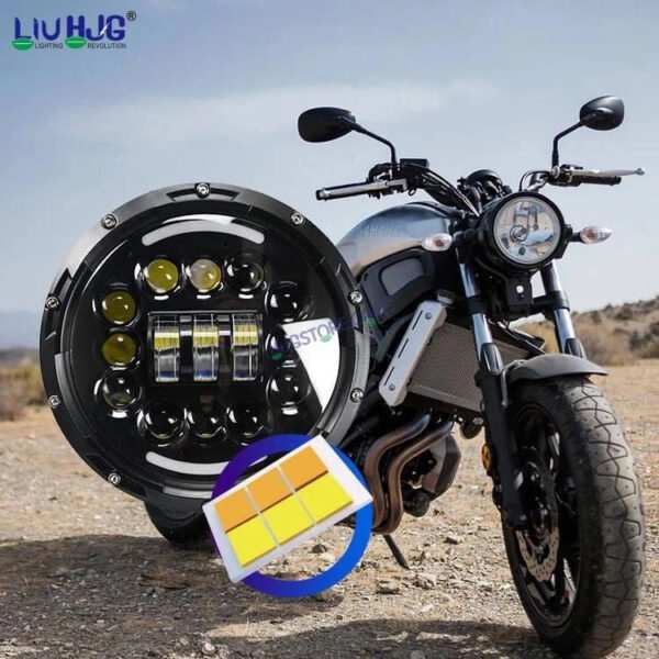 HJG 7 Inch 15 LED Halo Lens 12v Chasing Halo 7'' Inch Round LED Headlight With Ring 231036 Royal Enfield Thar - Image 3