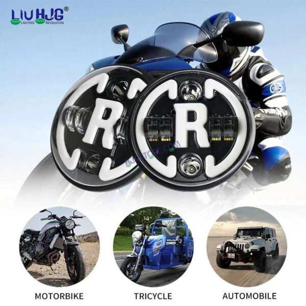 HJG 7 Inch Led Headlight Assembly Halo Lights Dual Color Yellow White 7 Inch Round Motorcycle Lights For Jeeps Universal Car Compatible with Royal Enfield, Jeep & Harley Davidson R 231048 2 - Image 6