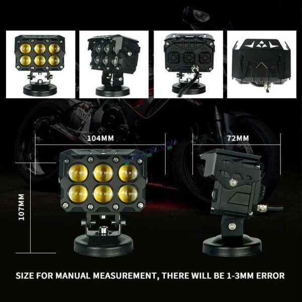 HJG Future Eyes 6 Box Fog 180W with Wiring Kit Future Eyes 6x6 Foglight with Wiring Kit MEGA DRIVE Fog Light For Bike/Car/Thar/Jeep ( Cool White, 90W each * 2 = 180W Total ) - Pack of 2 LIU HJG 180W 6x6 Fog Light with Wiring Harness Kit Combo - Image 7