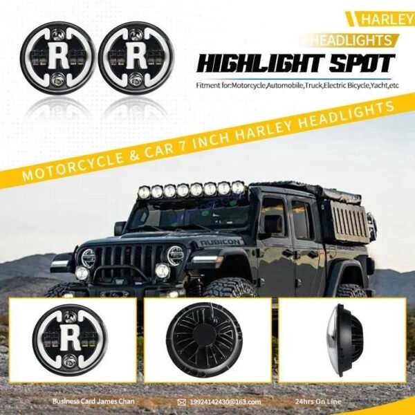 HJG 7 Inch Led Headlight Assembly Halo Lights Dual Color Yellow White 7 Inch Round Motorcycle Lights For Jeeps Universal Car Compatible with Royal Enfield, Jeep & Harley Davidson R 231048 2 - Image 7