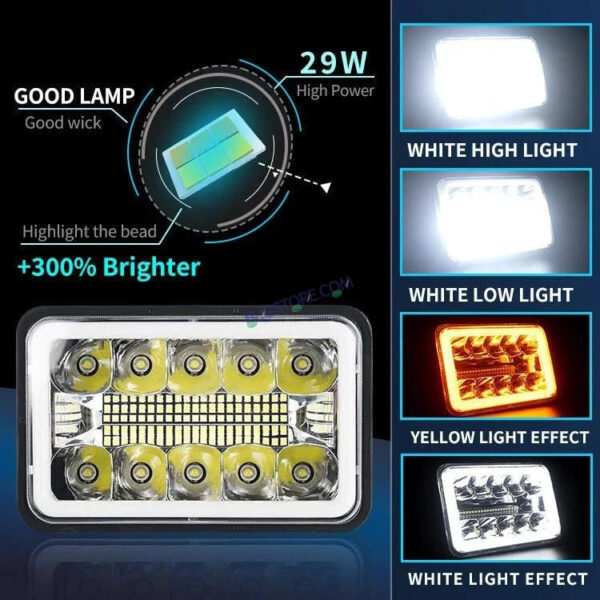HJG New Model Reflector Lens Headlight Assembly Square 12v 45w 4x6" 5x7" Inch Led Headlights For Jeep, Splendor Headlight Assembly HJG 231200 - Image 3