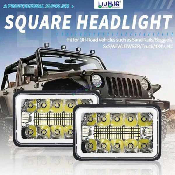 HJG New Model Reflector Lens Headlight Assembly Square 12v 45w 4x6" 5x7" Inch Led Headlights For Jeep, Splendor Headlight Assembly HJG 231200 - Image 2