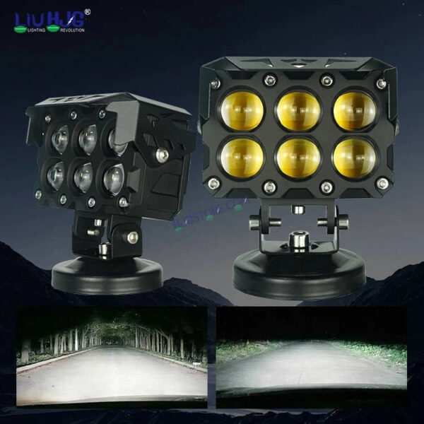 HJG Future Eyes 6 Box Fog 180W with Wiring Kit Future Eyes 6x6 Foglight with Wiring Kit MEGA DRIVE Fog Light For Bike/Car/Thar/Jeep ( Cool White, 90W each * 2 = 180W Total ) - Pack of 2 LIU HJG 180W 6x6 Fog Light with Wiring Harness Kit Combo - Image 4