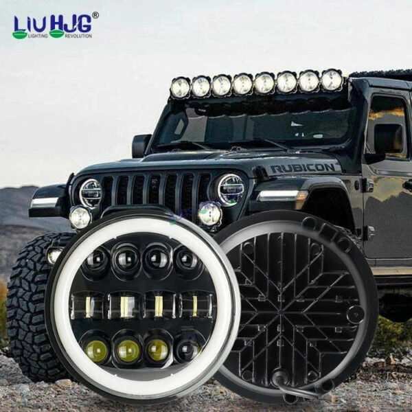 HJG 7 Inch  Fashion Design Hi/lo Beam Black Round 7" Headlight 60w H4 Led Headlamp 7inch Drl Led Headlight 231045 2 - Image 2
