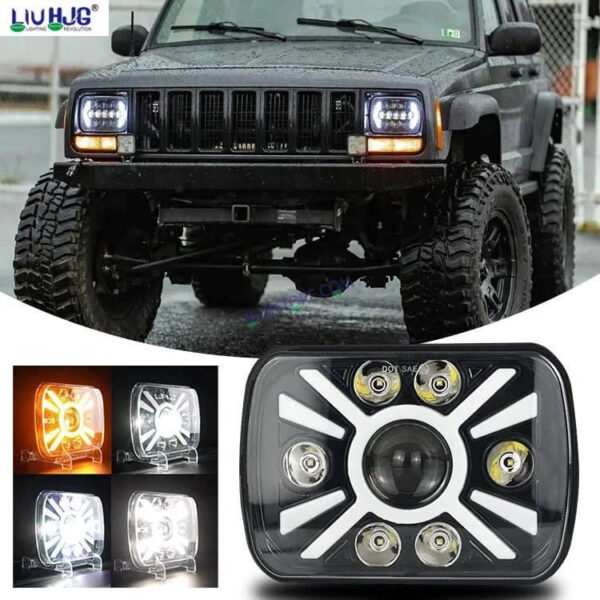 HJG X Shape Splendor Lens Headlight Assembly Square 12v 45w 4x6" 5x7" Inch Led Headlights For Jeep, Splendor Headlight Assembly HJG 231200 - Image 3