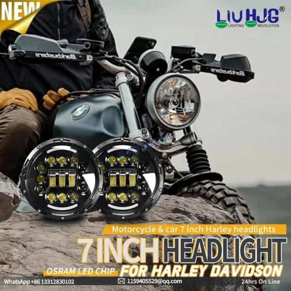 HJG 7 Inch 15 LED Halo Lens 12v Chasing Halo 7'' Inch Round LED Headlight With Ring 231036 Royal Enfield Thar - Image 5