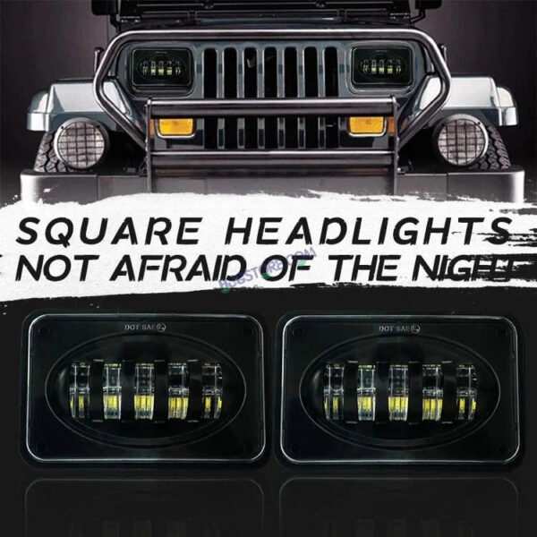 HJG Lens Headlight Assembly Square 12v 45w 4x6" 5x7" Inch Led Headlights For Jeep, Splendor Headlight Assembly HJG 231214 - Image 4