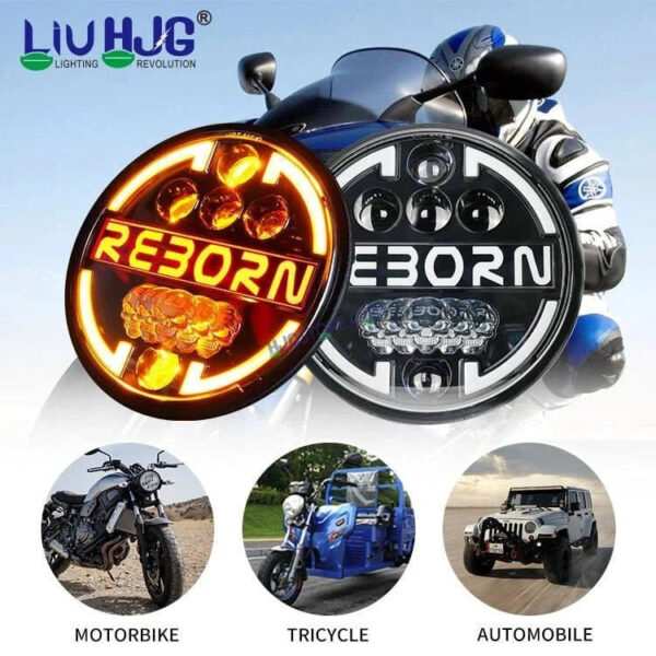 HJG 7 Inch Led Headlight Halo Lights Dual Color Yellow White 90w 7 Inch Round Motorcycle Lights For Jeeps Universal Car Compatible with Royal Enfield, Jeep & Harley Davidson HJG Reborn - Image 7