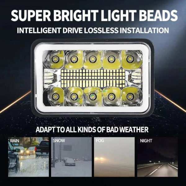 HJG New Model Reflector Lens Headlight Assembly Square 12v 45w 4x6" 5x7" Inch Led Headlights For Jeep, Splendor Headlight Assembly HJG 231200 - Image 6