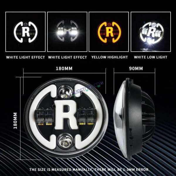 HJG 7 Inch Led Headlight Assembly Halo Lights Dual Color Yellow White 7 Inch Round Motorcycle Lights For Jeeps Universal Car Compatible with Royal Enfield, Jeep & Harley Davidson R 231048 2 - Image 3