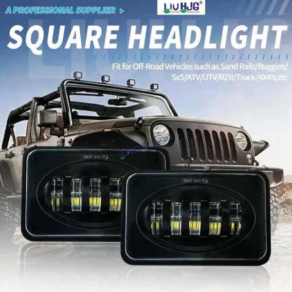 HJG Lens Headlight Assembly Square 12v 45w 4x6" 5x7" Inch Led Headlights For Jeep, Splendor Headlight Assembly HJG 231214 - Image 3