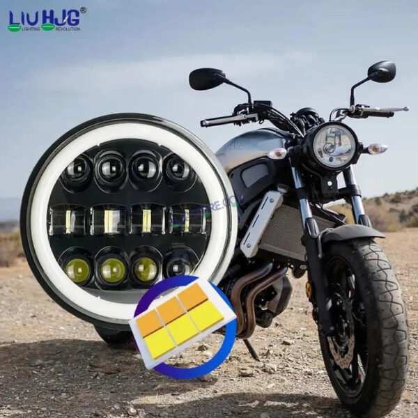 HJG 7 Inch  Fashion Design Hi/lo Beam Black Round 7" Headlight 60w H4 Led Headlamp 7inch Drl Led Headlight 231045 HJG - Image 3