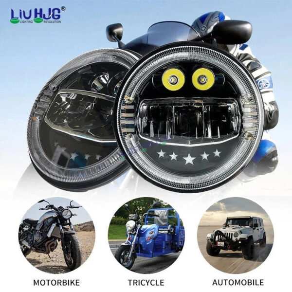 HJG 7 Inch Star White LED Headlight New Model Minus Headlight Assembly for Thar Royal Enfield | 75-120W CREE/Osram LED Chip Multi color Compatible with Royal Enfield, Jeep, Thar, Gypsy - Image 4