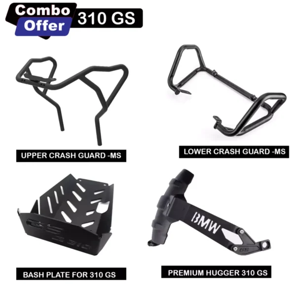 BMW G310GS Combo-Black Upper Crash Guard+Black Lower Crash Guard+Tyre Hugger+Bashplate