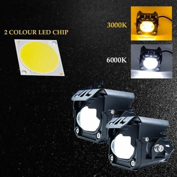 HJG Original Future Eyes 1 Foglight Mega Drive 60W Dual LED Dual Color Fog Light with Red DRL 60W Spot Foglight Ultra Wide Spot Light MEGA DRIVE For Bike/Car/Thar/Jeep/SUV/Universal (Red, Cool White, Yellow), Pack of 2 LIU HJG Future Eyes 1 Foglight - Image 2